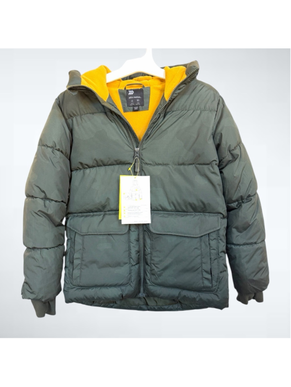 All in Motion Hooded Puffer Jacket Green Boy Size M (8/10)